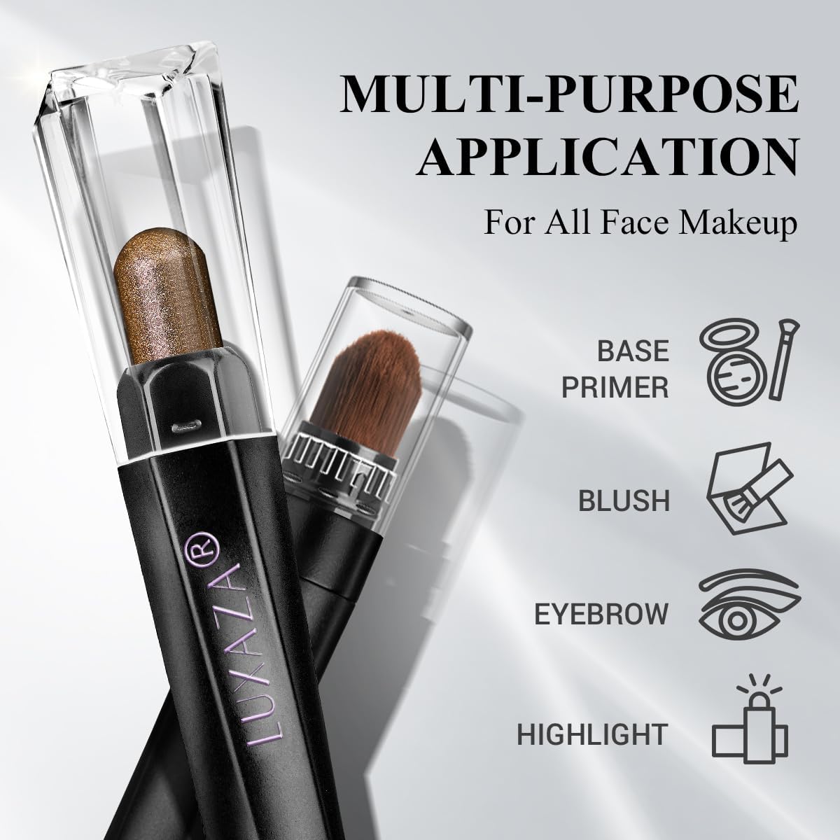 LUXAZA PRO eye look split day and night showing buildable matte and shimmer