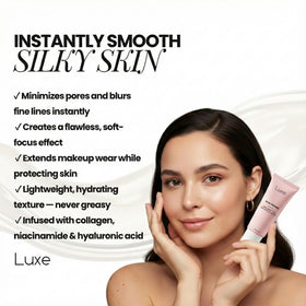 Luxe pea-sized primer on hand ready for targeted application