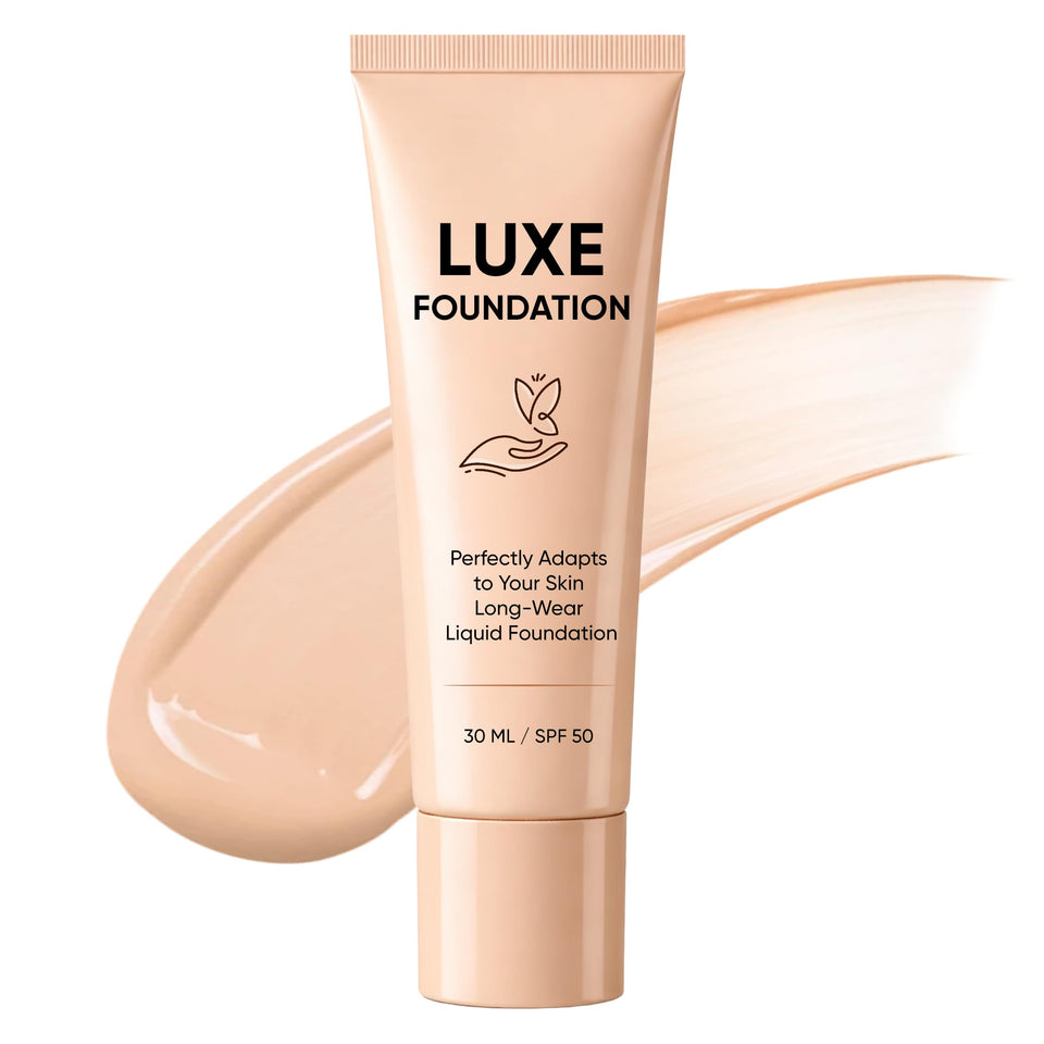 LUXE FOUNDATION front packaging showing compact 30 ML tube and brand