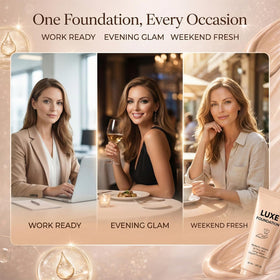 LUXE FOUNDATION in a handbag lifestyle shot for travel convenience and protection