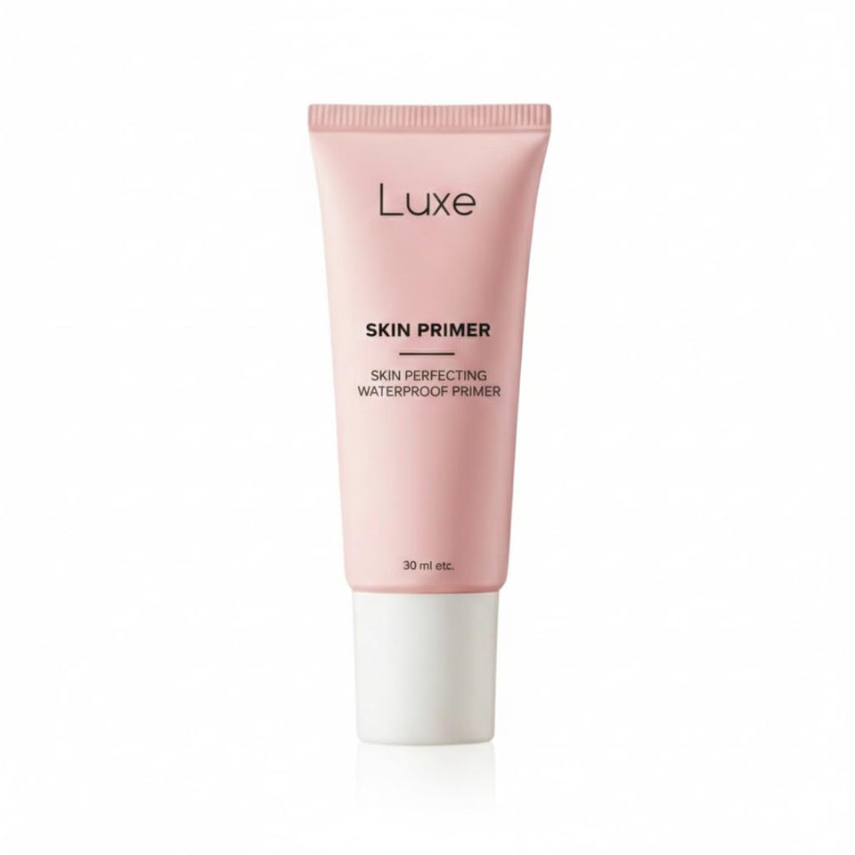 Luxe front packaging showing primer tube and benefits