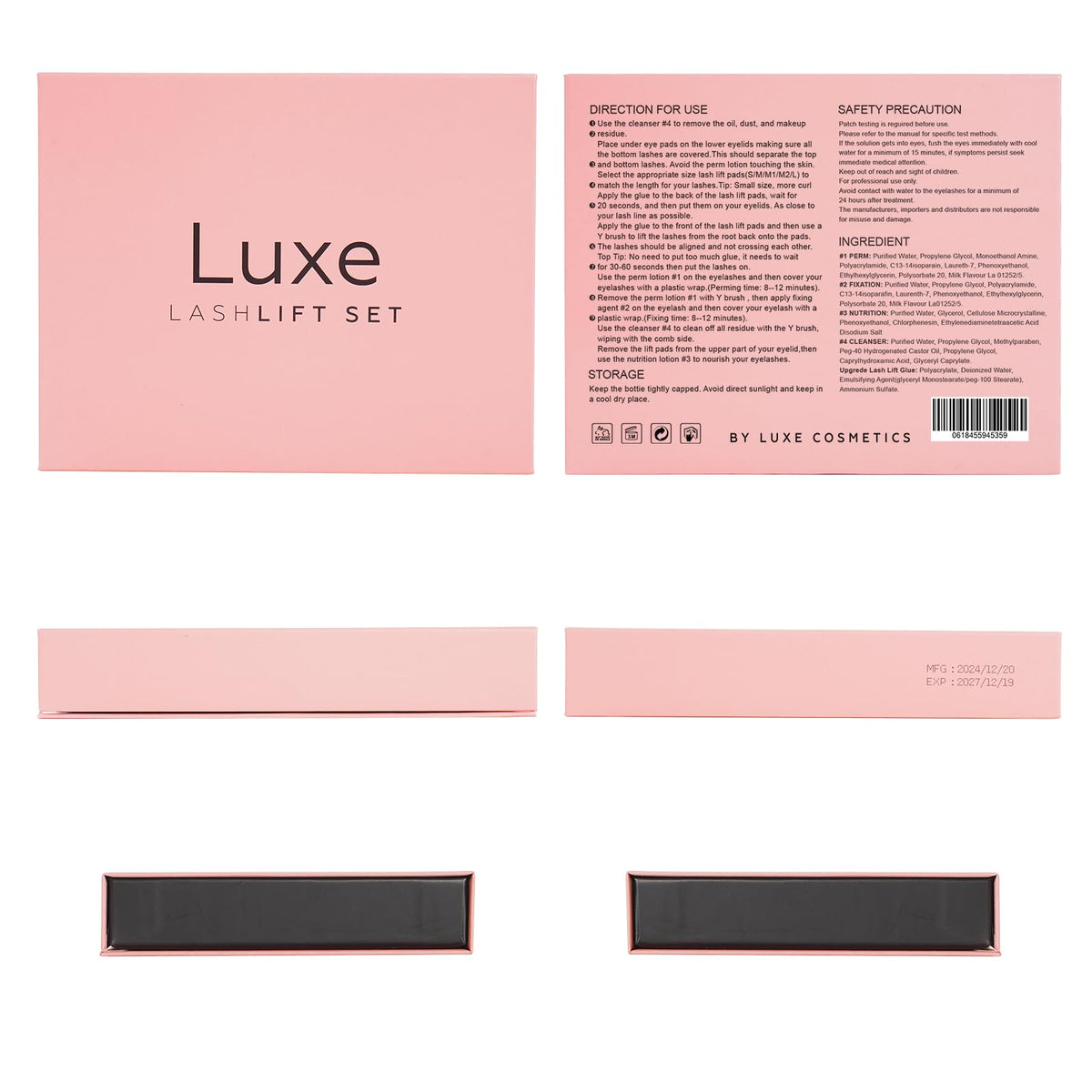 LUXE perm fixation nourish lotion bottles closeup for controlled application