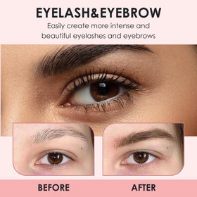 LUXE before and after lashes comparison showing fuller, darker lashes and lasting enhancement