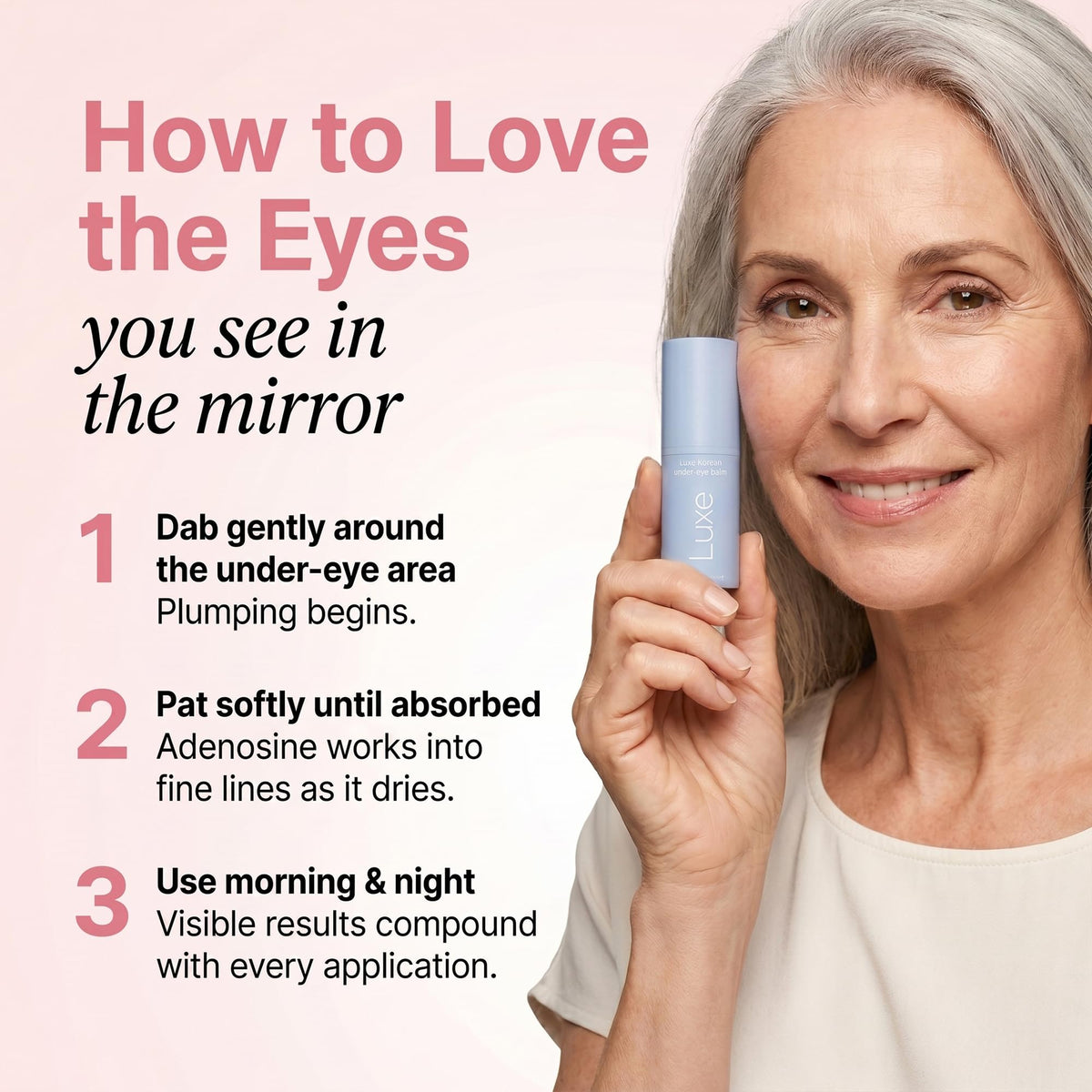 LUXE balm applicator close-up demonstrating twist-up stick and smooth glide benefit