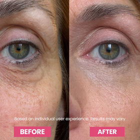LUXE under eye balm label and ingredient panel displaying PDRN collagen extract detail