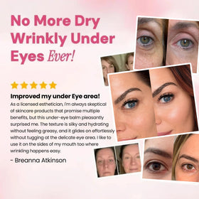 LUXE under eye balm inside travel pouch illustrating portability for on-the-go refresh