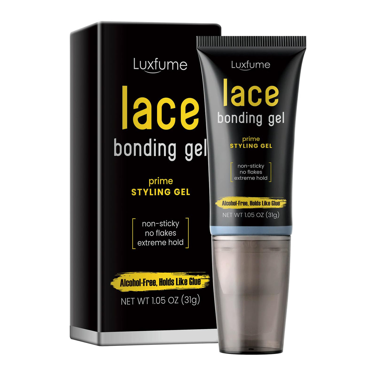 Luxfume front packaging showing bottle and secure all-day hold