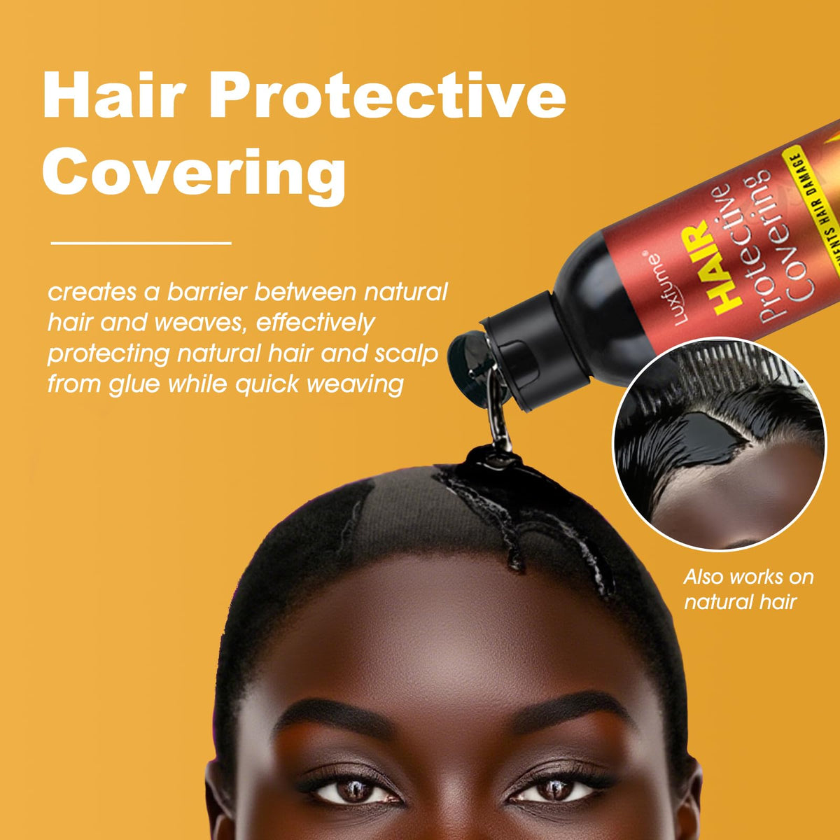 Luxfume protecting scalp from adhesive showing comfort and reduced irritation