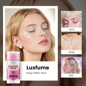 Luxfume size scale hand held stick showing portable size for on-the-go touchups benefit