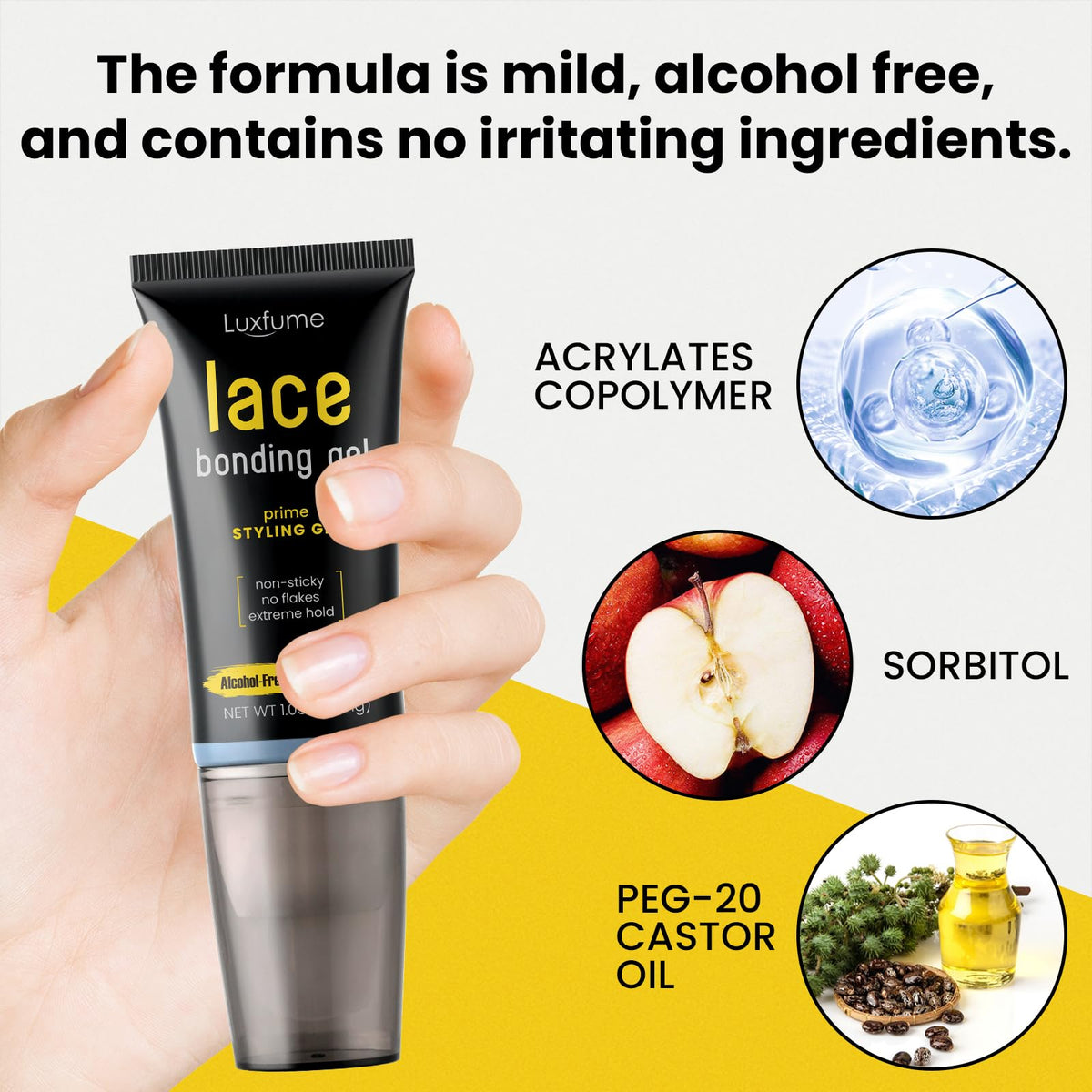 Luxfume bottle next to hand showing compact travel convenience