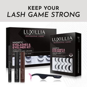 Luxillia lifestyle nightlook model wearing lashes for long-lasting evening impact