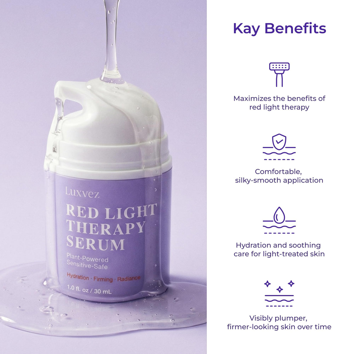 Luxvez pump dispenser delivering measured serum for controlled application benefit