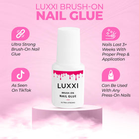 LUXXI cap removed to show brush detail for even glue distribution