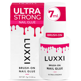 LUXXI lifestyle shot of hand with press-ons demonstrating long-wear look