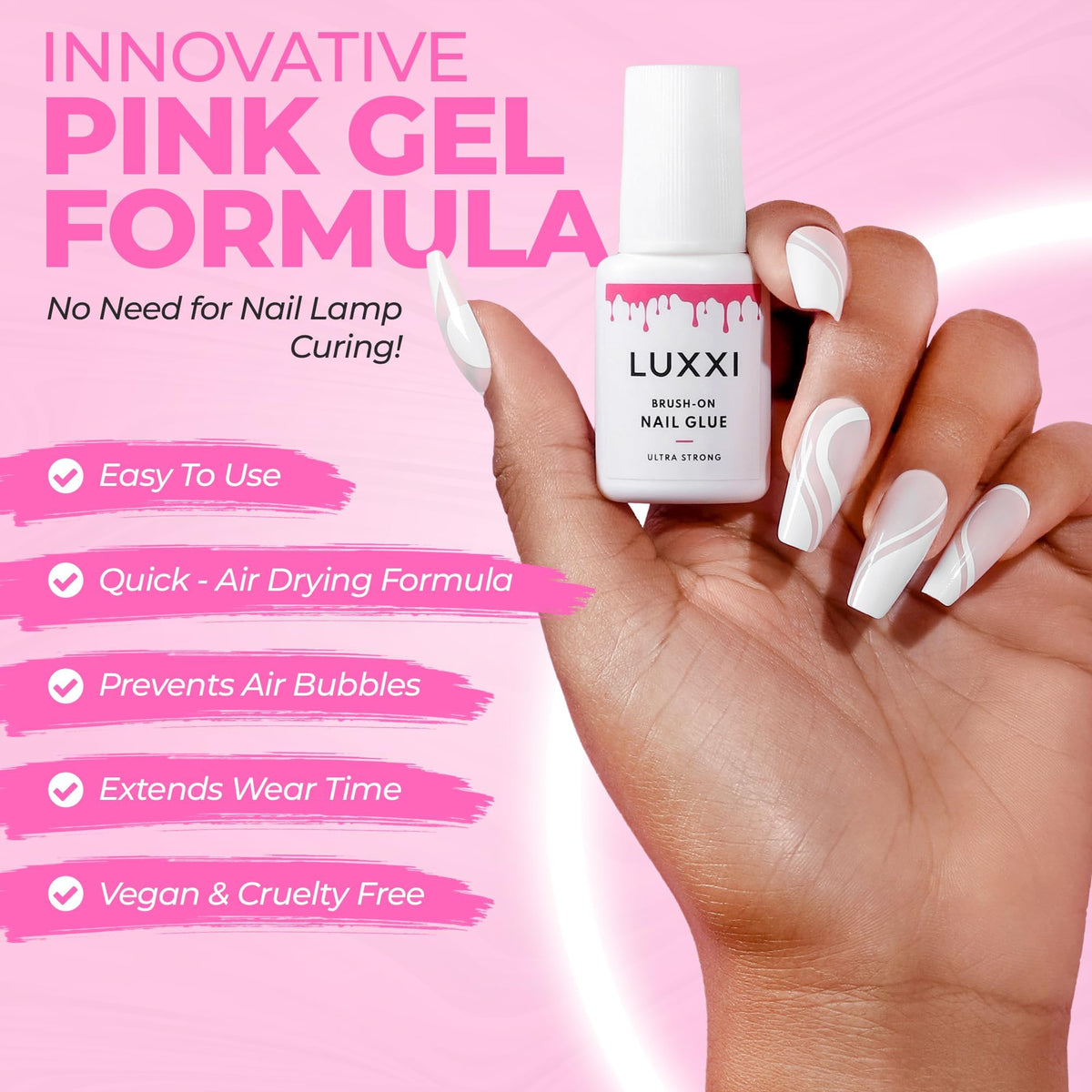LUXXI precision brush close-up demonstrating controlled, mess-free application