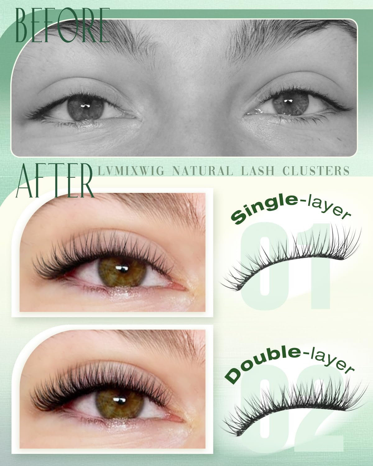 Lvmixwig hand placing a cluster lash showing easy DIY application for beginners