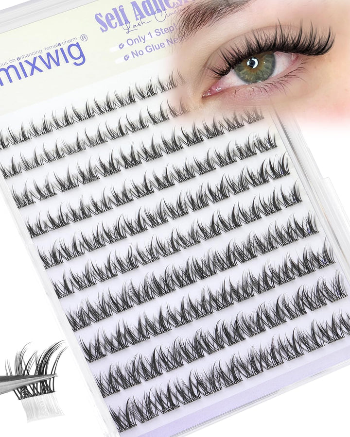 Lvmixwig front packaging showing 120 pre-glued short lash clusters for convenience