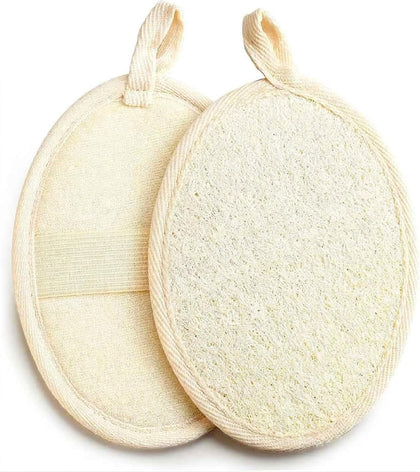 LWJTTDFJ front packaging showing two loofah pads and benefits