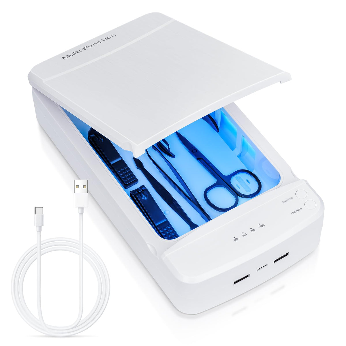 LXIANGN front view showing compact sterilizer and easy-access lid for quick use