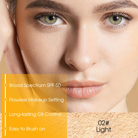 LYBHDAFA applying powder to cheek to set makeup and add sun protection