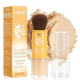 LYBHDAFA front packaging showing brush-on mineral SPF 50 for travel convenience