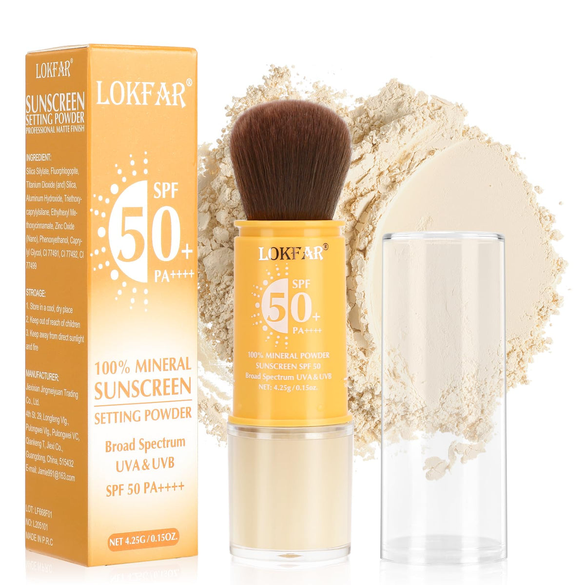 LYBHDAFA front packaging showing brush-on SPF50 for easy protection