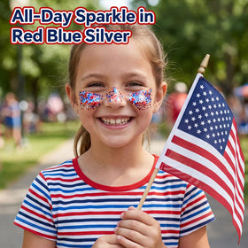 LYBHDAFA stick applied under eye for defined patriotic sparkle and quick application