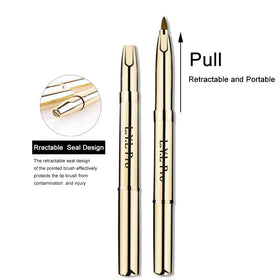 L.Y.L Pro brush inside purse to show travel-ready compact size and protection