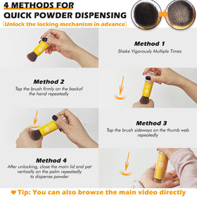 LYRADEW brush applying powder to face for matte finish benefit