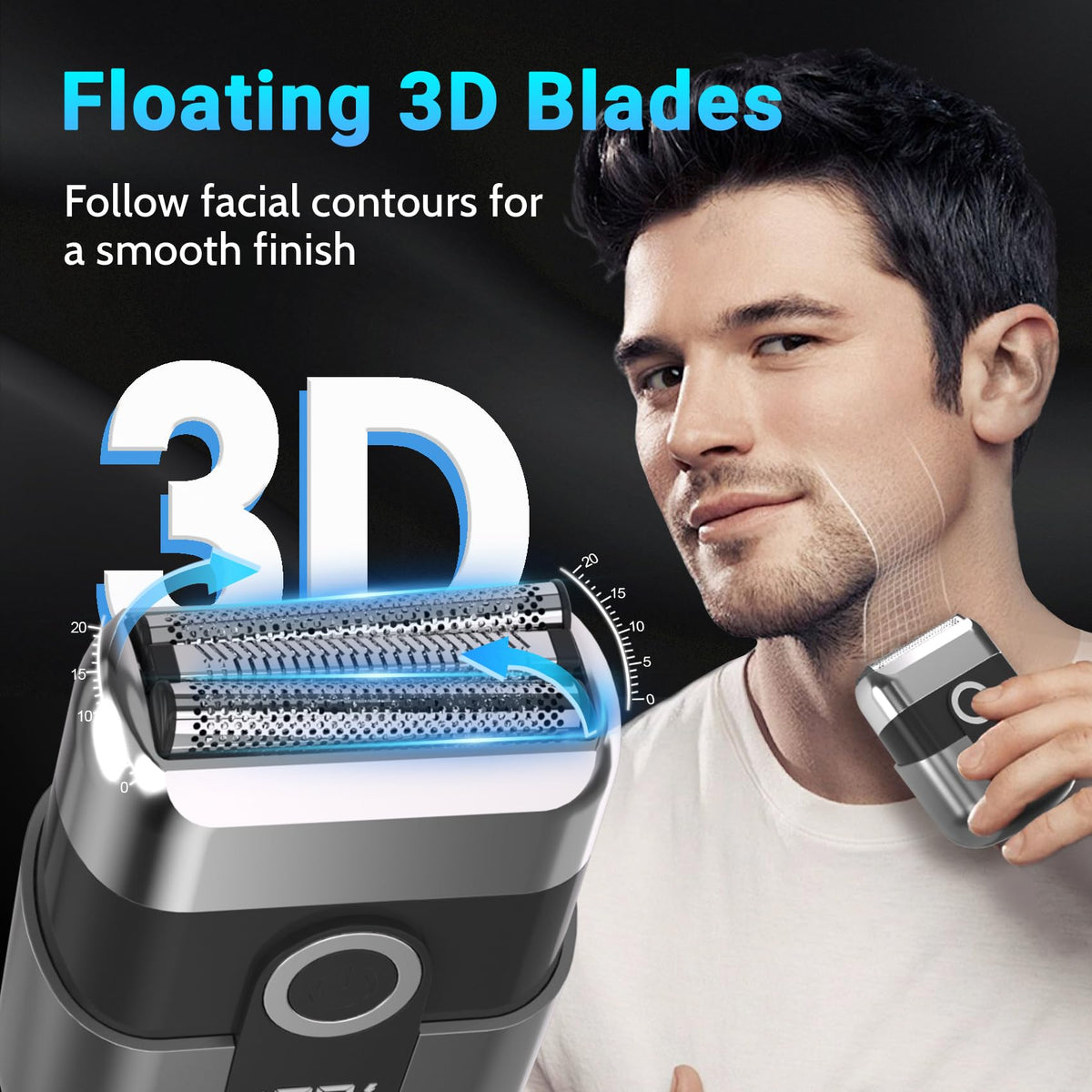 LYRSLF close-up of three floating blades and foils highlighting precision cutting advantage