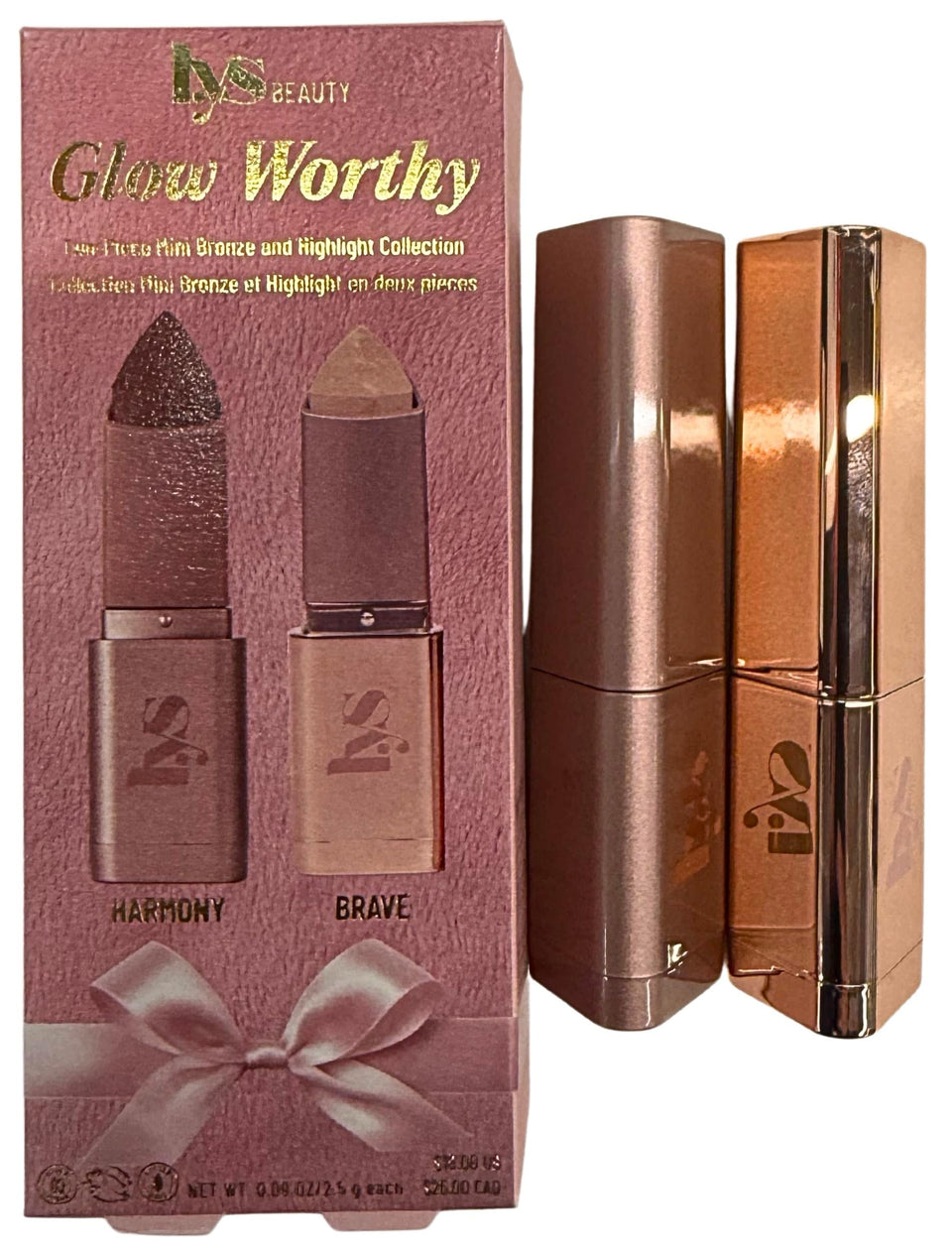 LYS Beauty mini duo front packaging showing both sticks and benefits