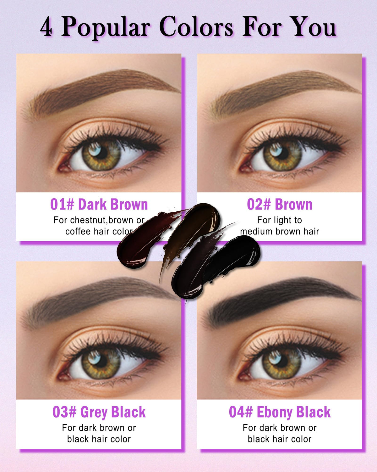 LYSdefeu before and after brows, visible fuller natural-looking eyebrow result