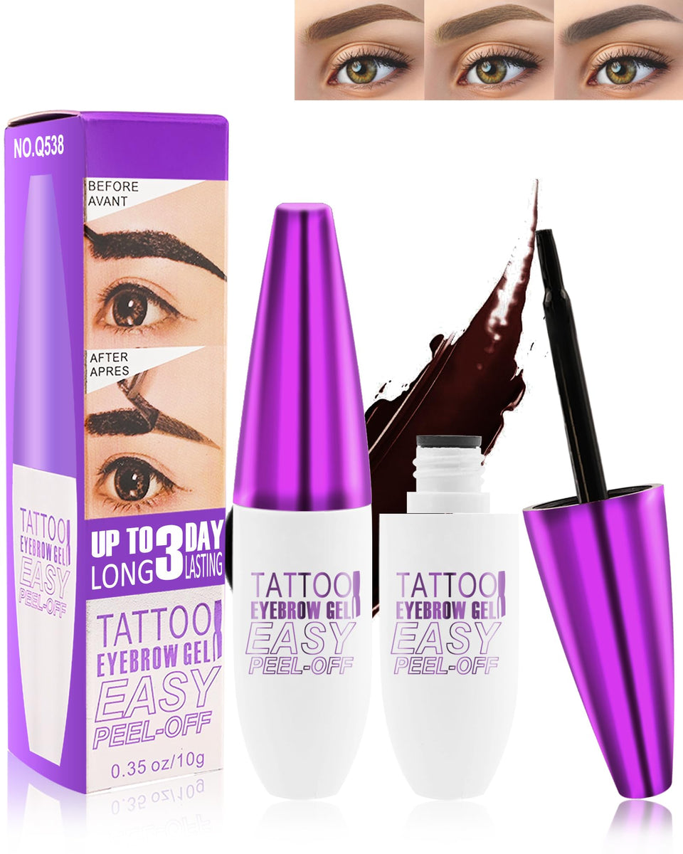 LYSdefeu front packaging showing two peel-off eyebrow gels and tools, convenient gift