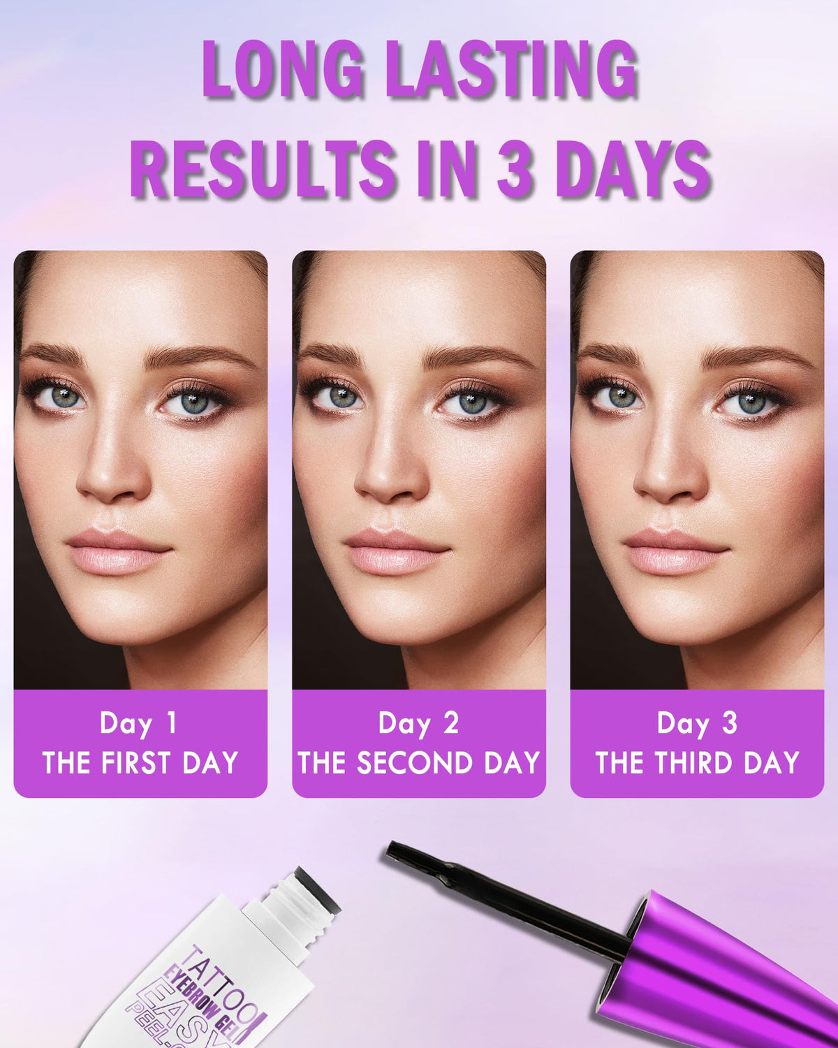 LYSdefeu peel-off film being removed, clean removal for crisp brow shape