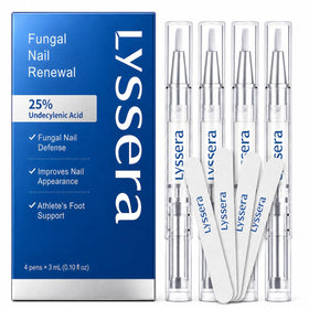 Lyssera front packaging showing four treatment pens and product information, convenient set