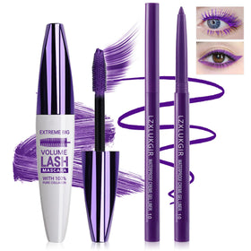 LZXLUKGIR front packaging of purple mascara and eyeliner set shows cohesive color