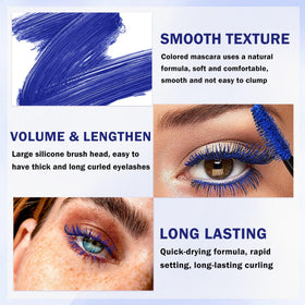 LZXLUKGIR blue mascara texture swatch on skin showing layered length effect