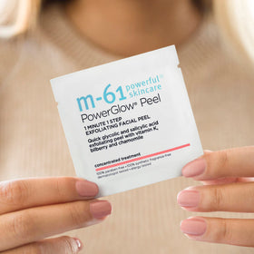 m-61 liquid texture on pad highlighting glycolic and salicylic action