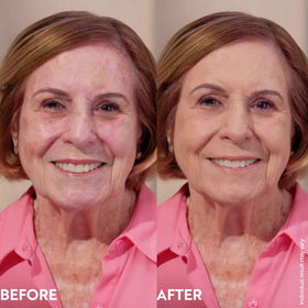 M. Asam mousse being blended with a brush for buildable coverage