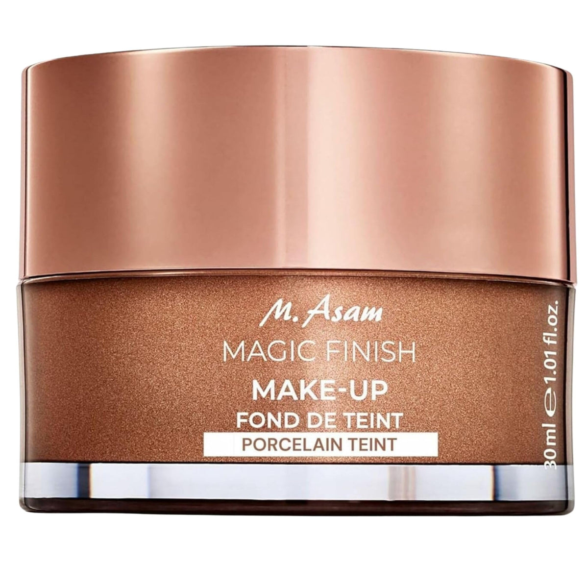 M. Asam front packaging showing compact 1.01 fl oz and branding benefit convenience