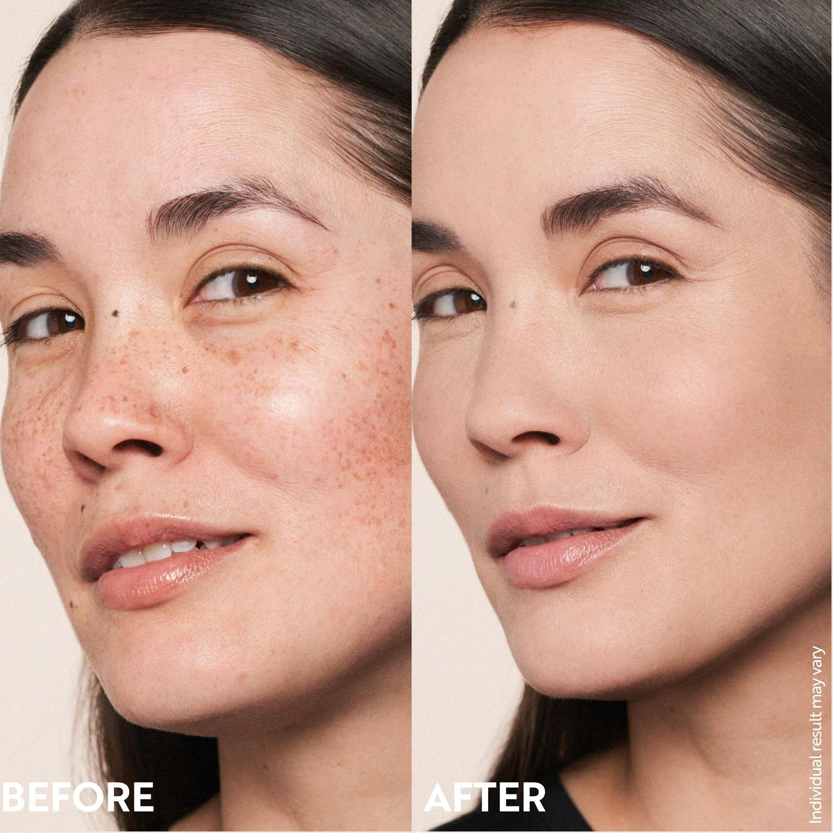 M. Asam shade swatches on arm illustrating blendable coverage
