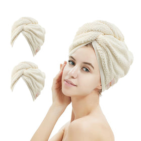 M-bestl front view of two beige towel wraps showing compact package and soft look