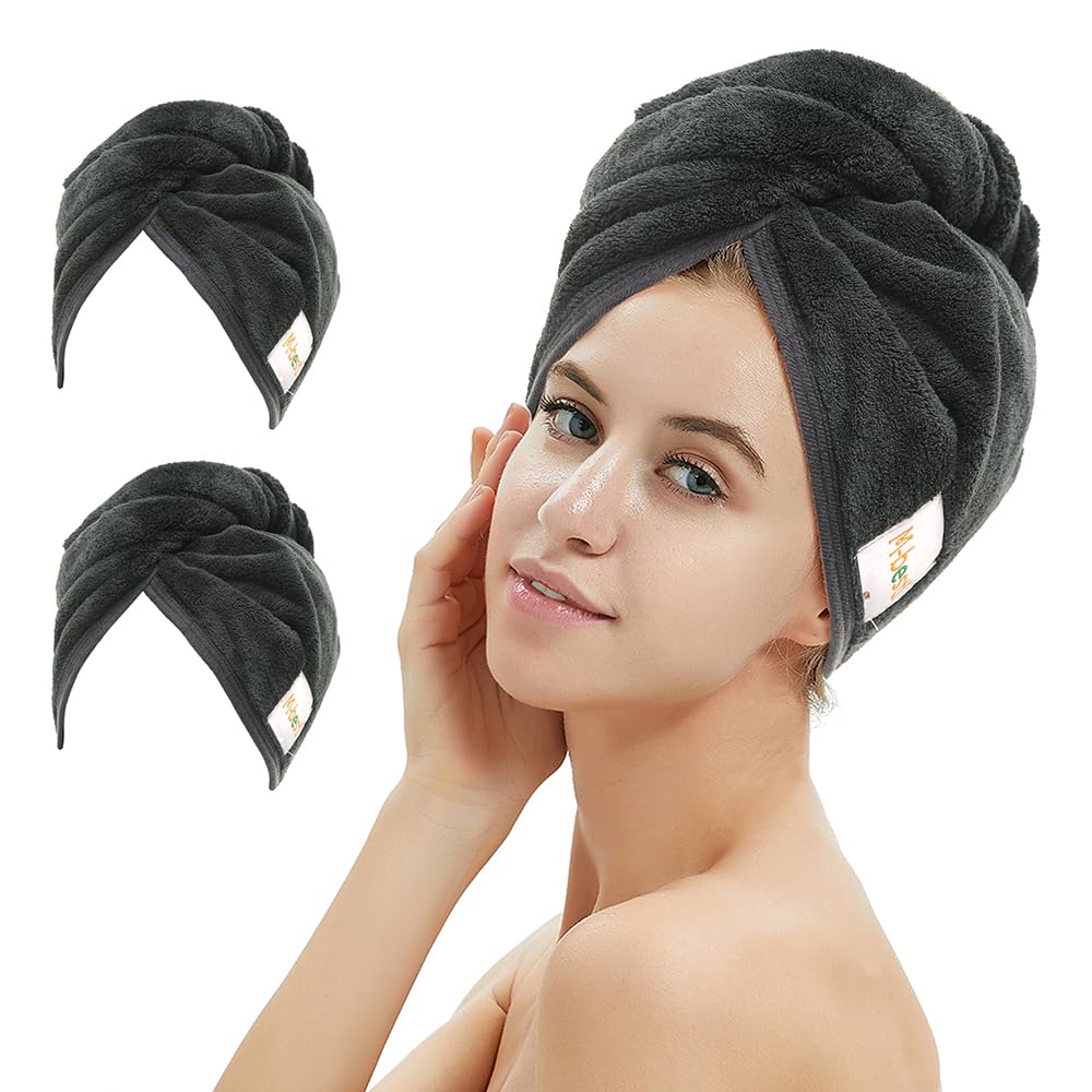 M-bestl two-pack front view showing black microfiber towels and compact packaging for quick drying