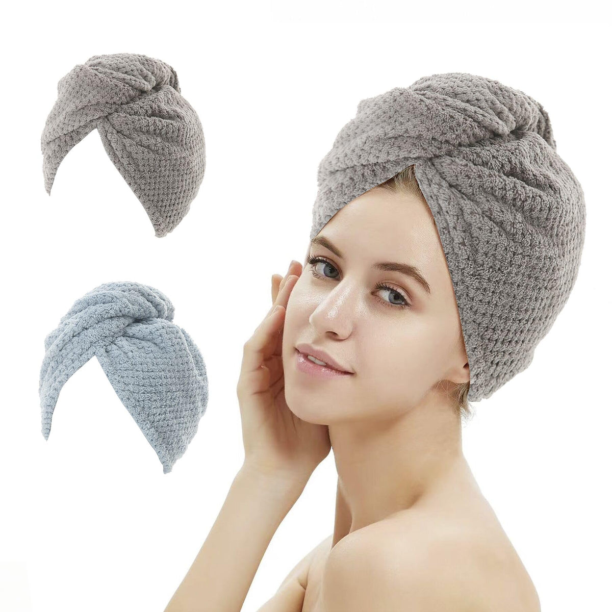 M-bestl front view of gray and blue towel pack showing compact size and convenience