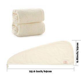 M-bestl towel beside a hand showing size and coverage for most head lengths
