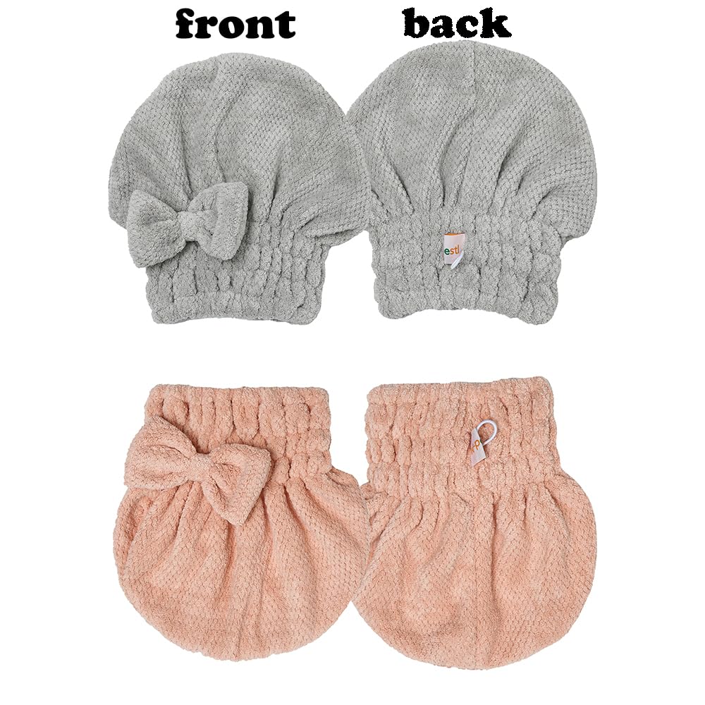M-bestl towel wrapped on short hair demonstrating secure, hands-free drying