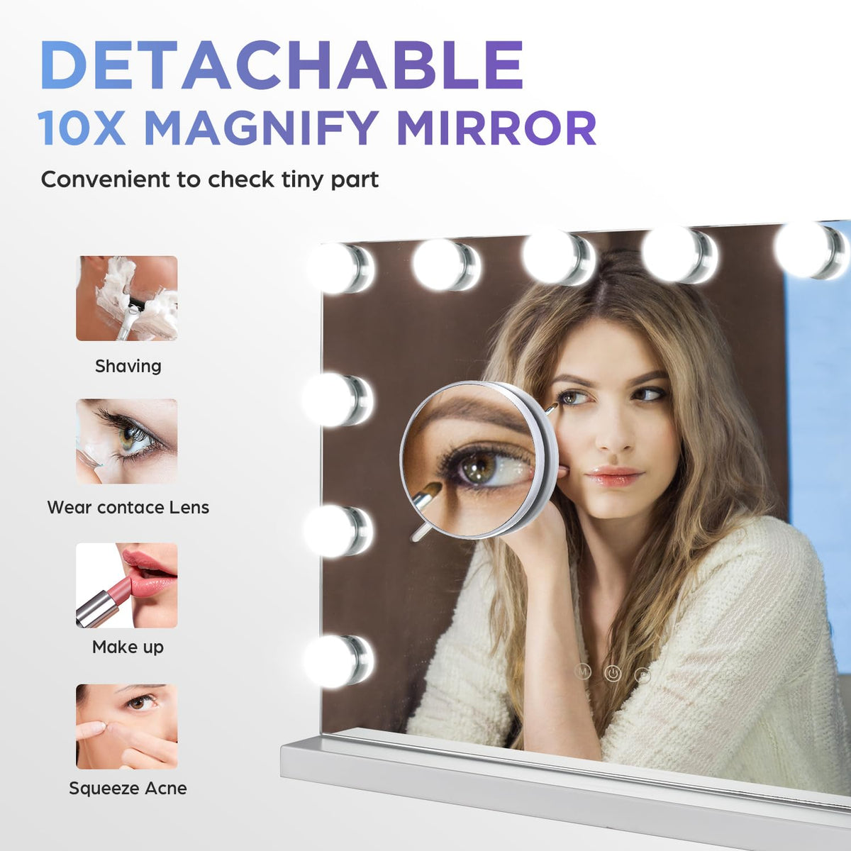 M MIVONDA vanity in bedroom lifestyle showing morning routine and styling convenience benefit