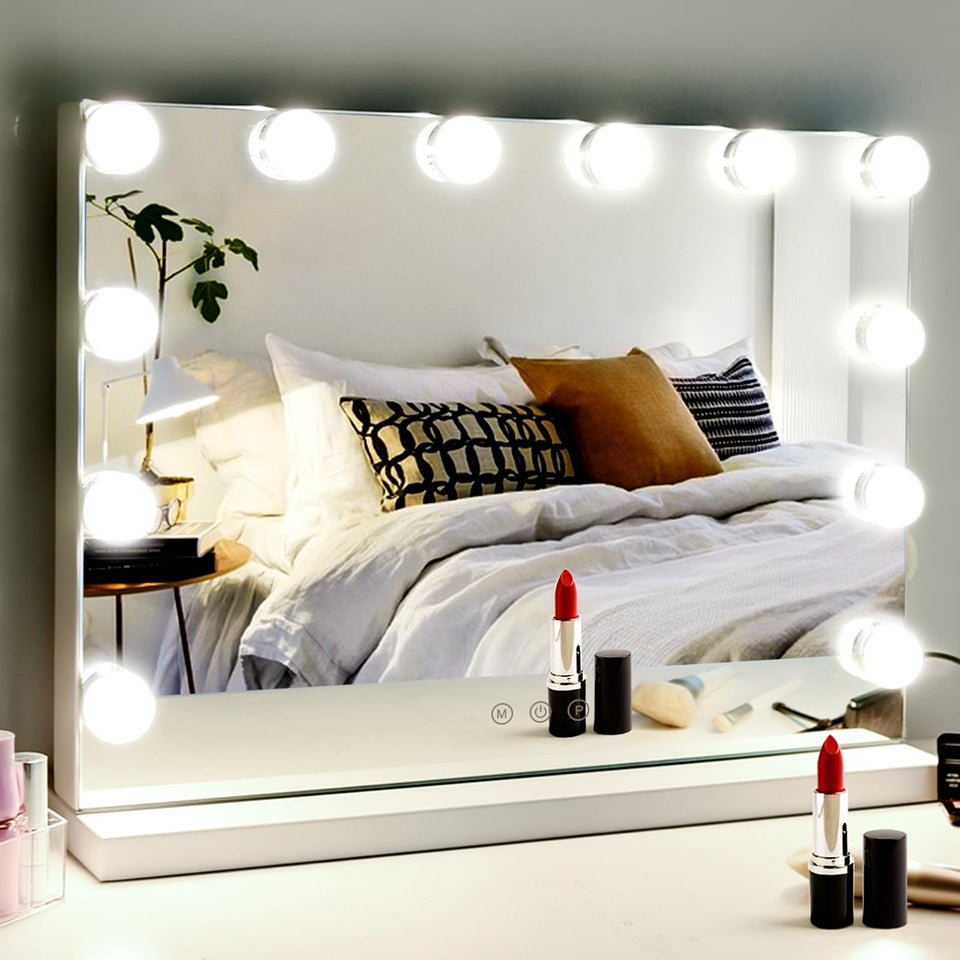 M MIVONDA front view of vanity mirror showing full illuminated frame and clean reflection benefit