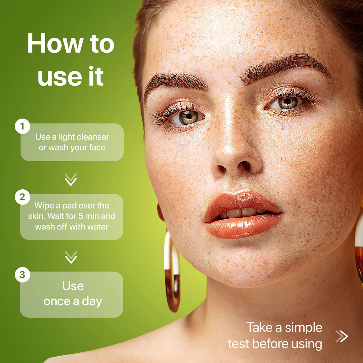 M-REDI pad being applied along jawline to refine texture and pores