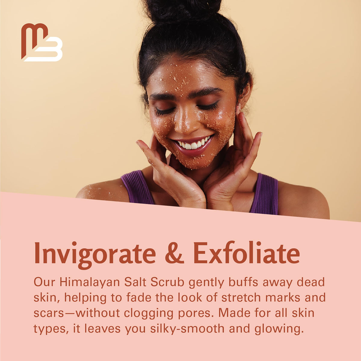 Applying M3 Naturals scrub to feet in a home spa, exfoliation and softening benefit